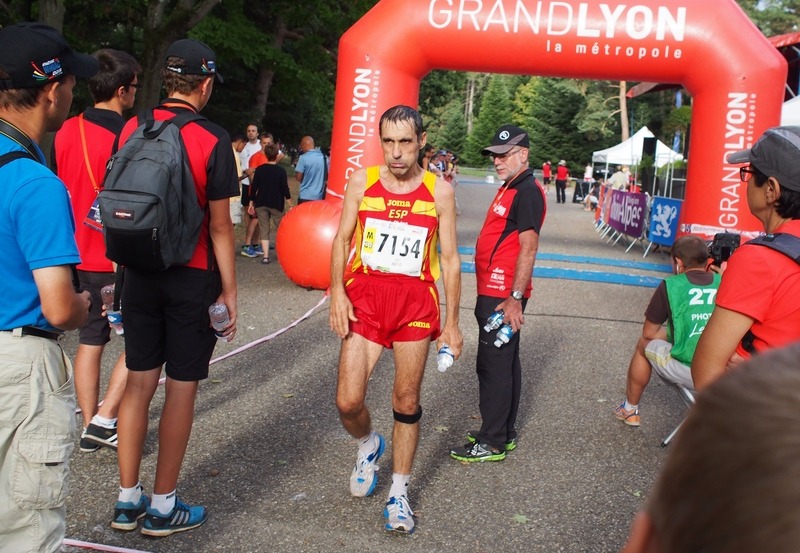 WMAC Lyon 2015, 14 août, 20km M55+60, arrivée de Ignacio Melo